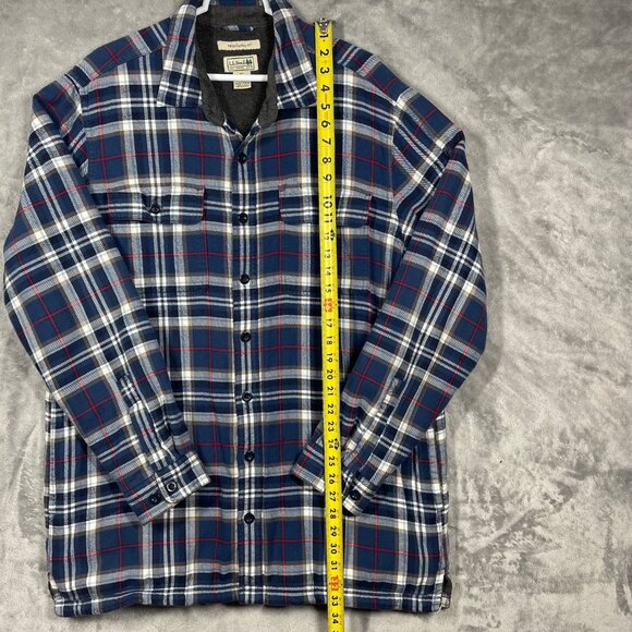 LL Bean Shirt Mens Large Tall Plaid Fleece Lined Flannel Overshirt Shacket Fall - Picture 2 of 8